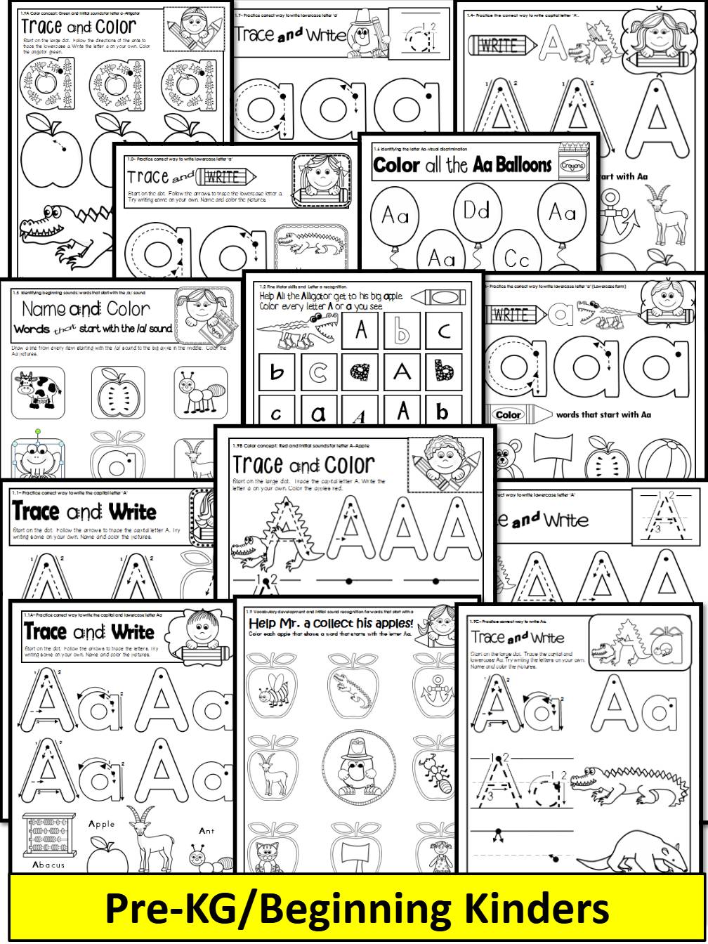 Letter of the week-LETTER A-NO PREP WORKSHEETS- LETTER A PACK