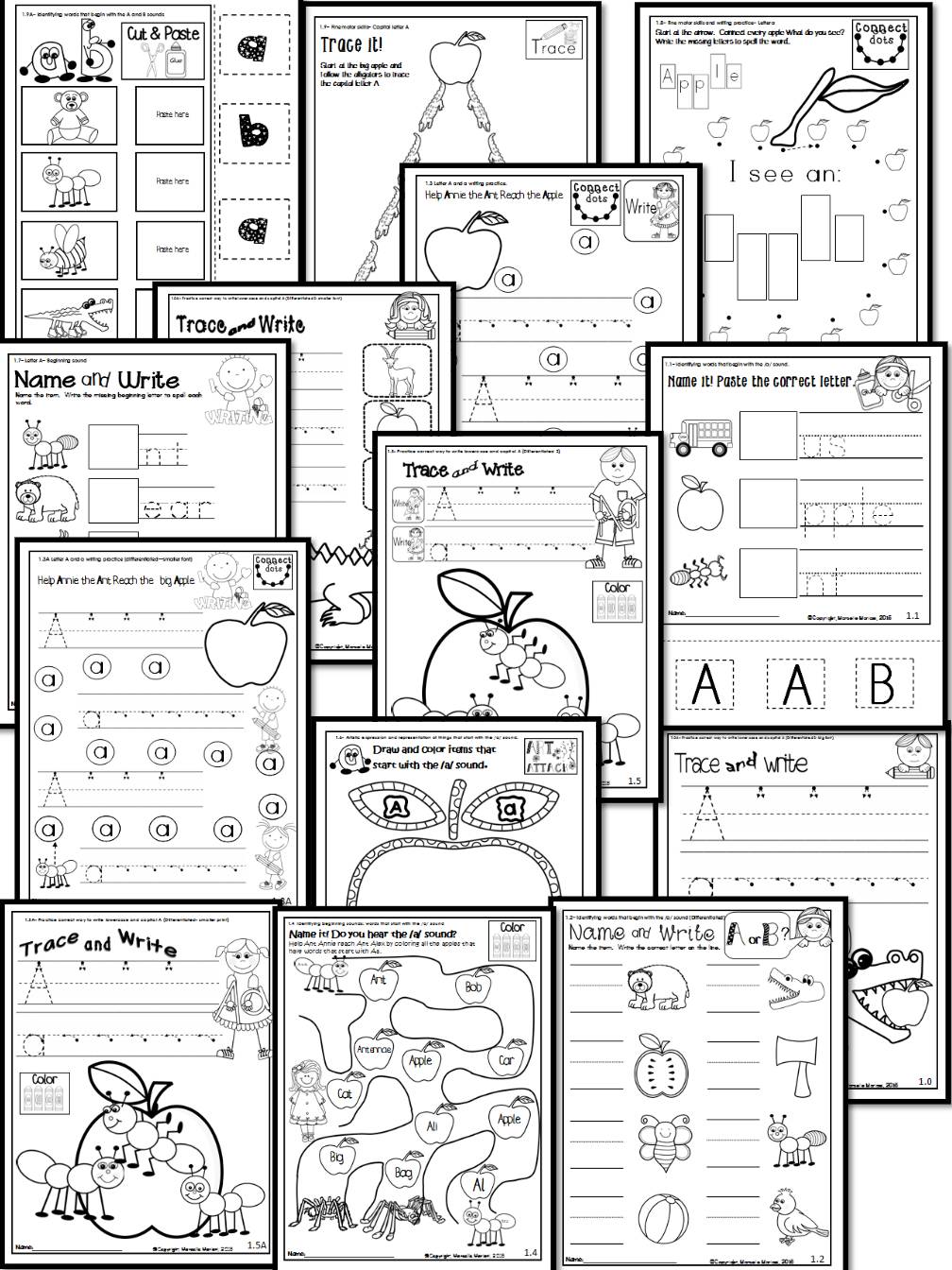 Letter of the week-LETTER A-NO PREP WORKSHEETS- LETTER A PACK