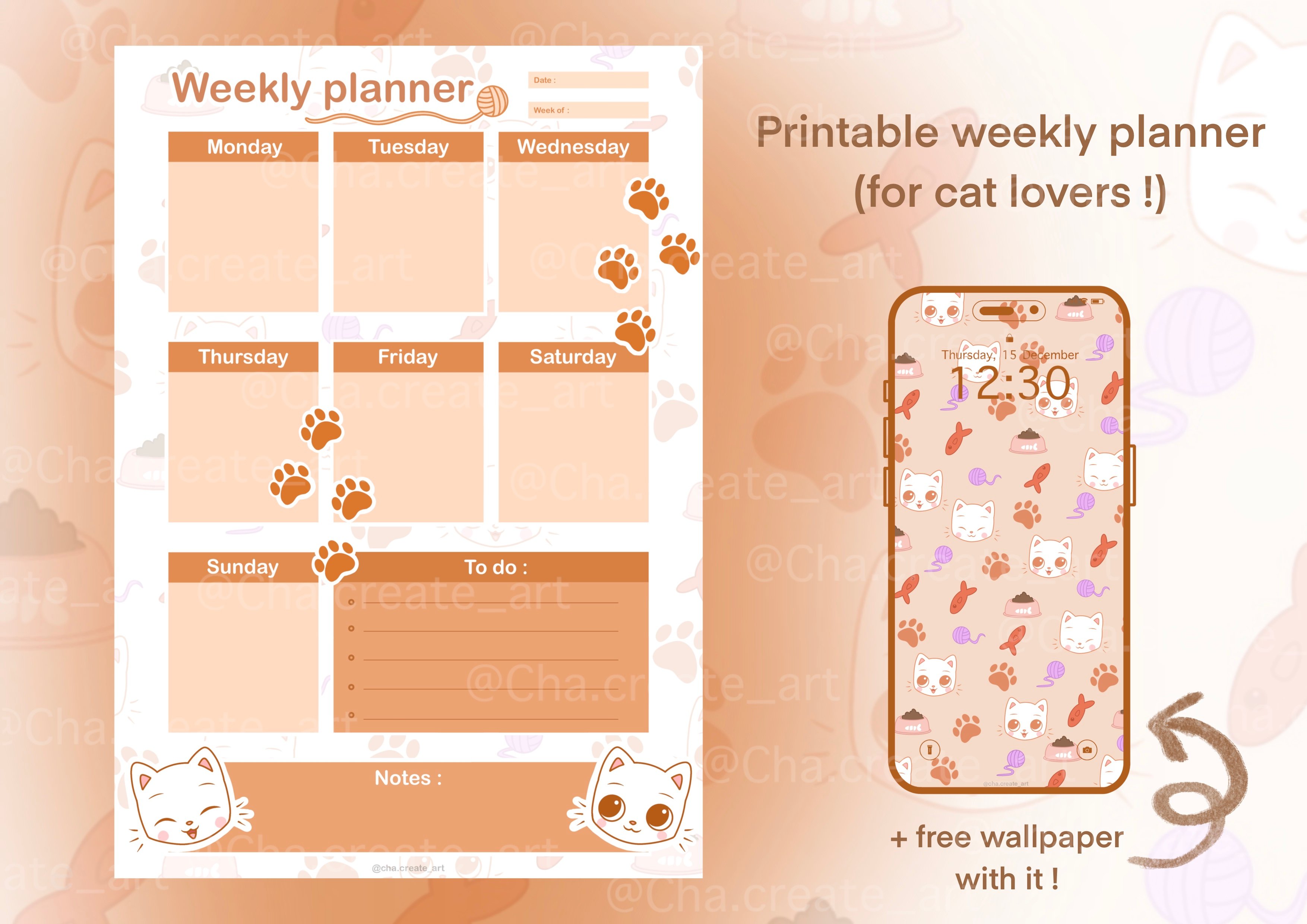 Cute weekly planner of cute kitty - Payhip