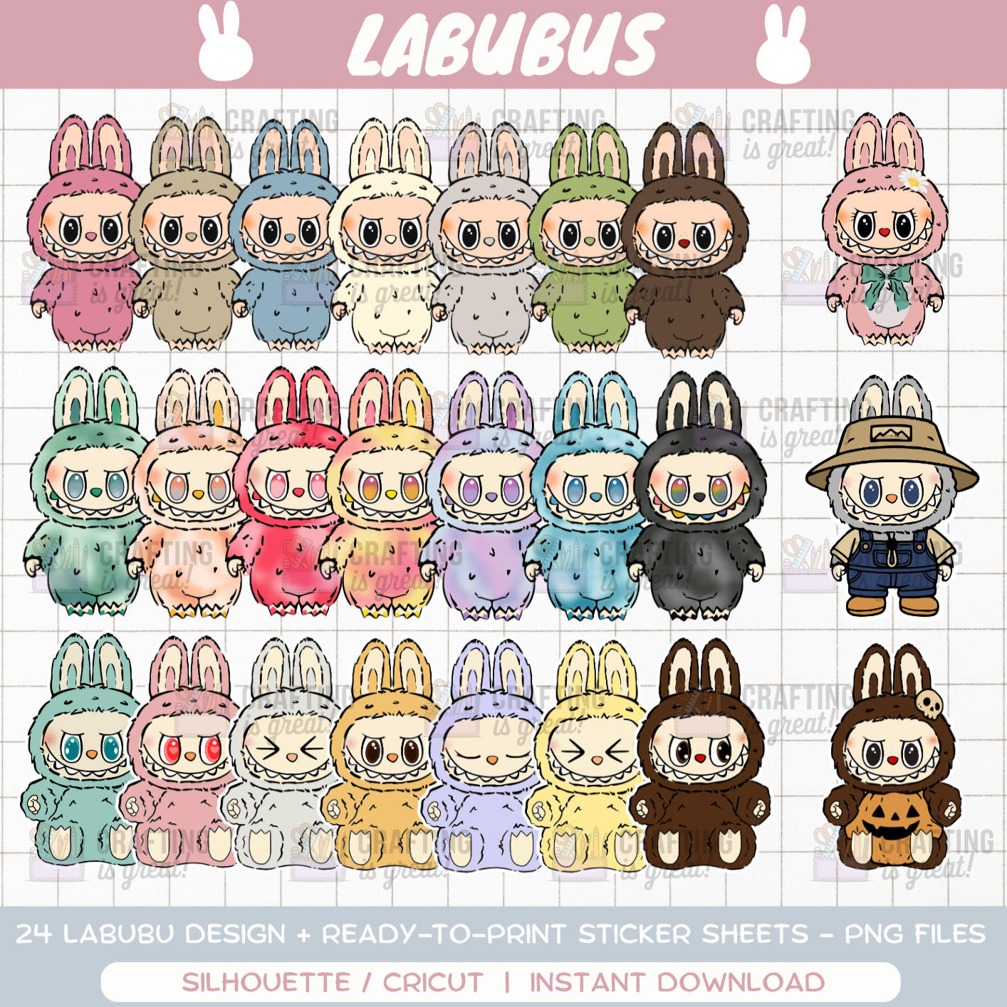 Labubu Bundle - PNG designs & sticker sheets - Digital Download - PNG ...