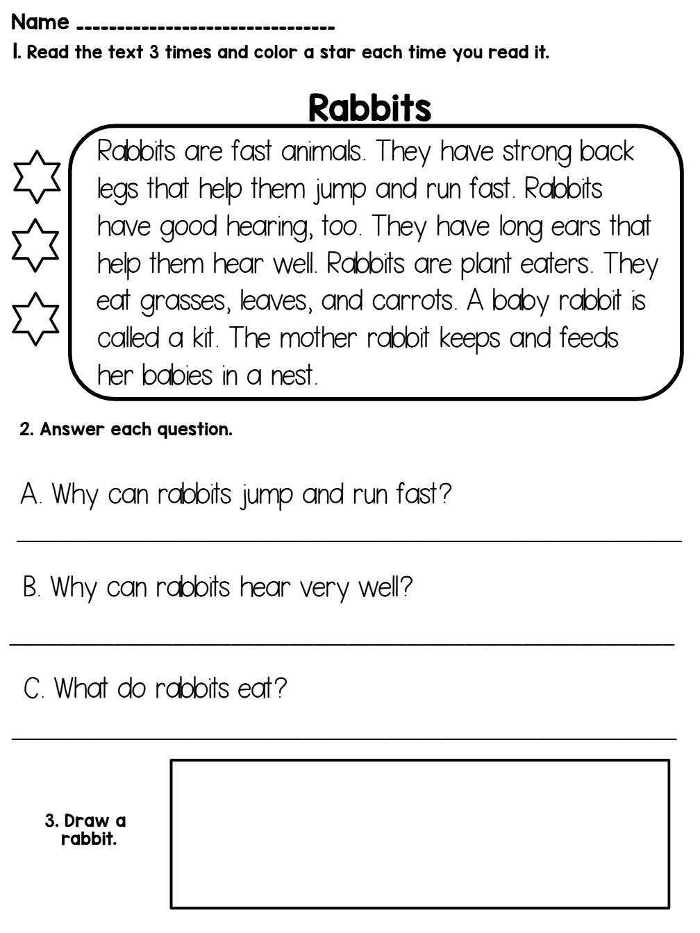 Reading Comprehension Passages with Questions 1st Grade 2nd Grade Nonfiction