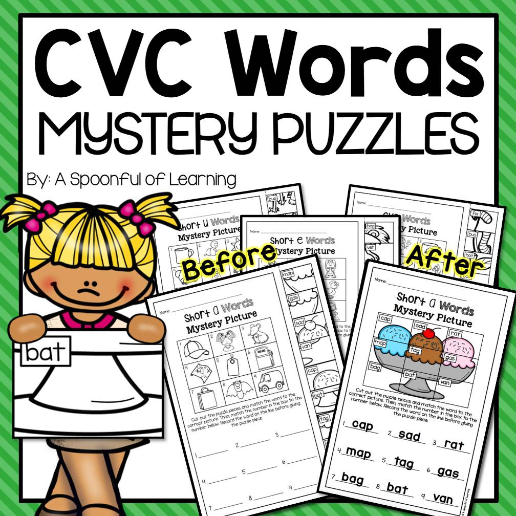 CVC Words Mystery Puzzles