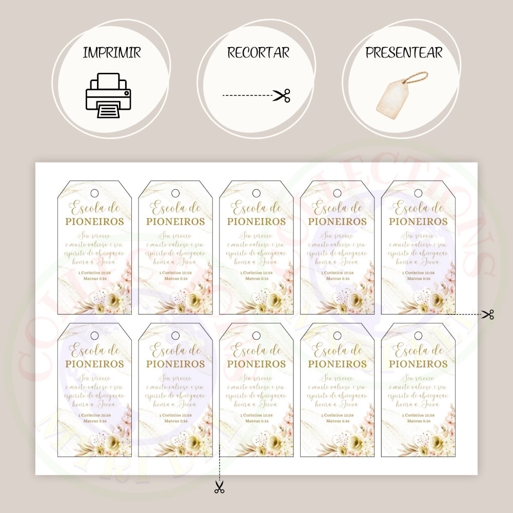 PORTUGUÊS - 20 Etiquetas de Presente para a Escola de Pioneiros JW TJ - Para imprimir