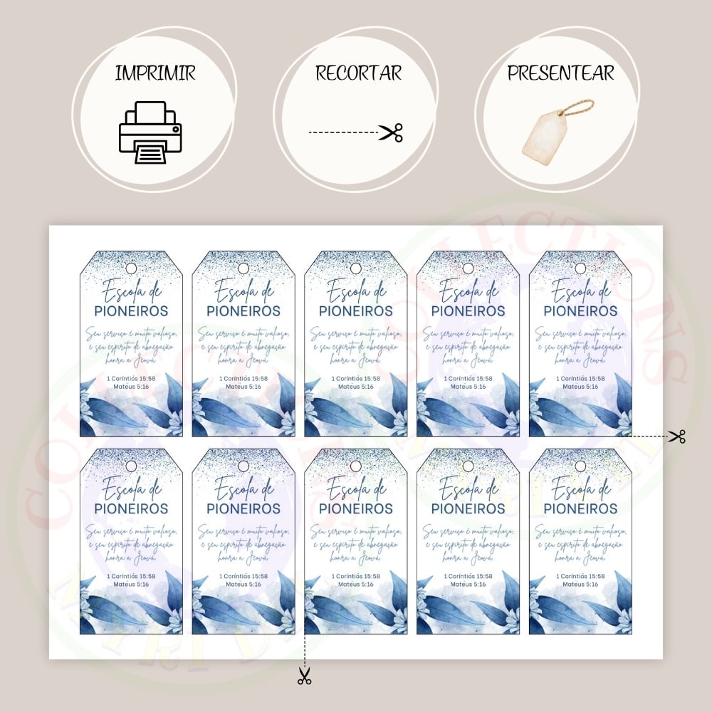 PORTUGUÊS - 20 Etiquetas de Presente para a Escola de Pioneiros JW TJ - Para imprimir