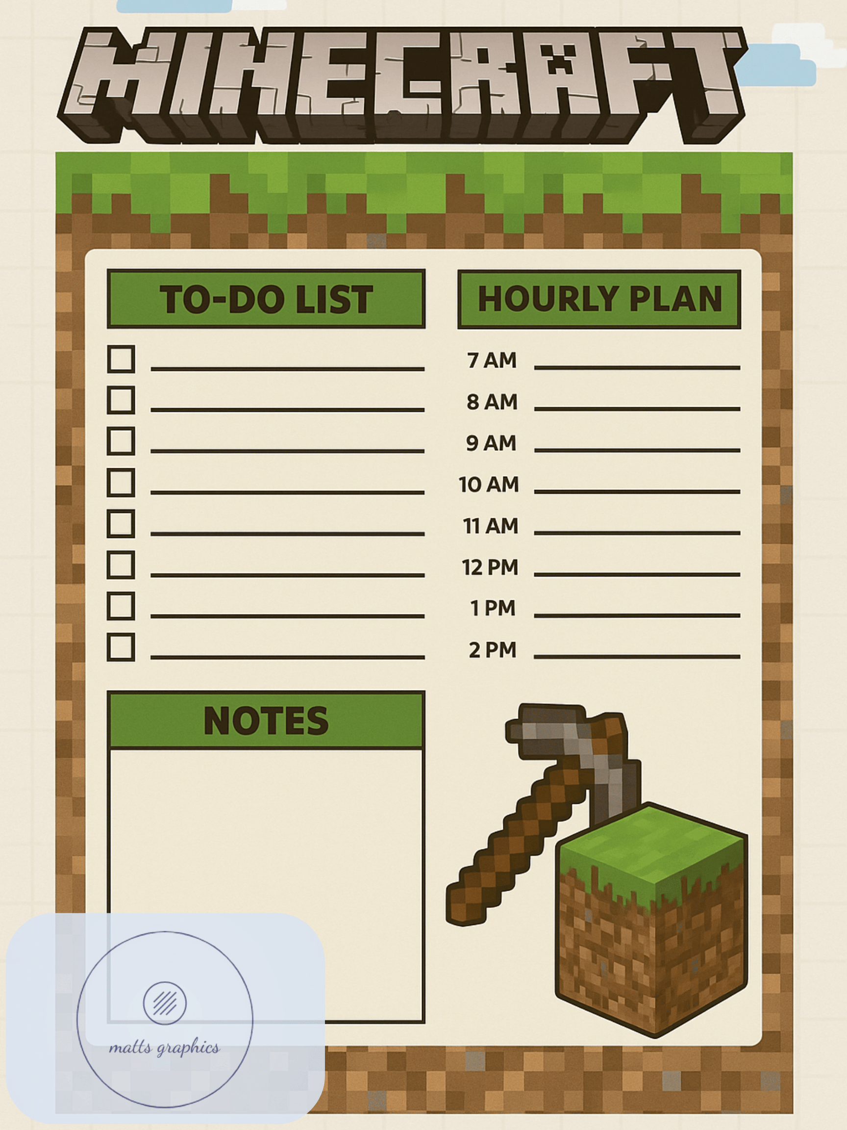 Minecraft Planner Routine Minecraft planner - Payhip