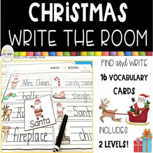 Christmas Write the Room | Sensory Bin Activity