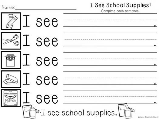 Kindergarten Pocket Chart Center Set 1 - 5 Sight Word Activities
