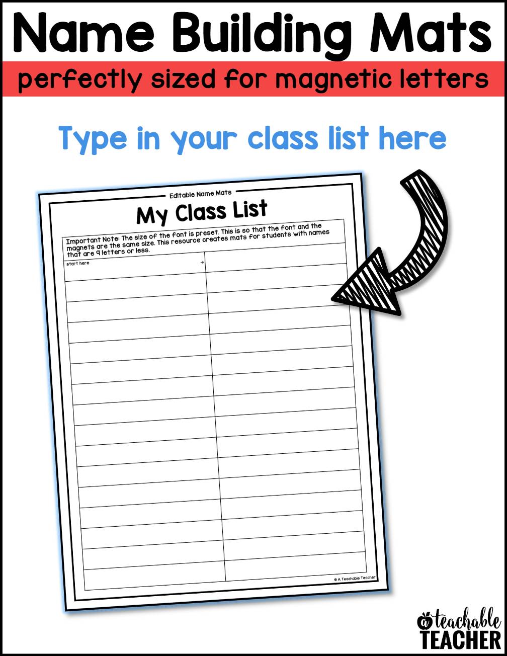 Editable Name Practice Mats Magnetic Letters Custom Spelling for Names Autofill