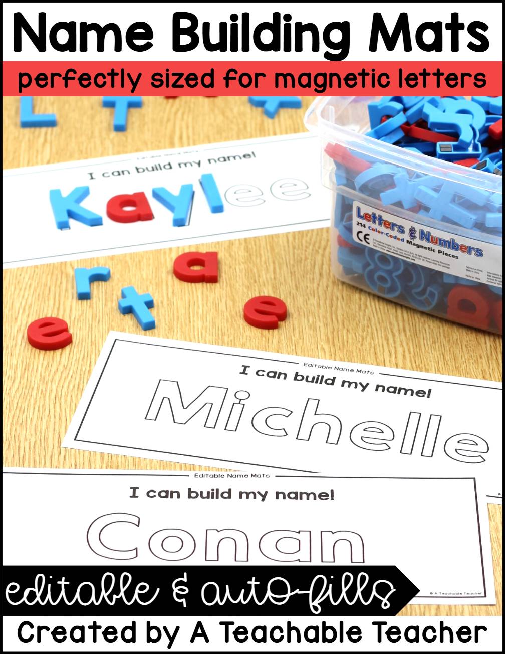 Editable Name Practice Mats Magnetic Letters Custom Spelling for Names Autofill