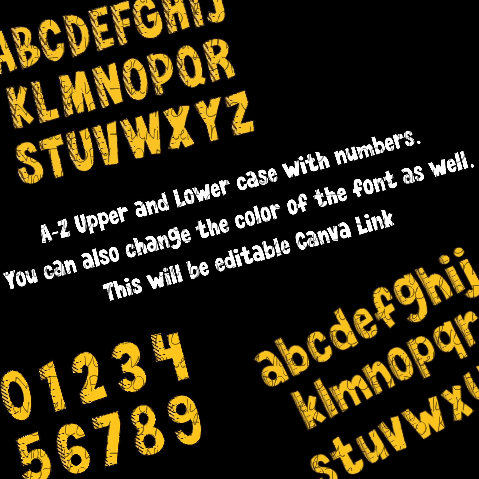 Editable Ruler Font A-Z & 123 | Canva Uppercase Lowercase Alphabet ...