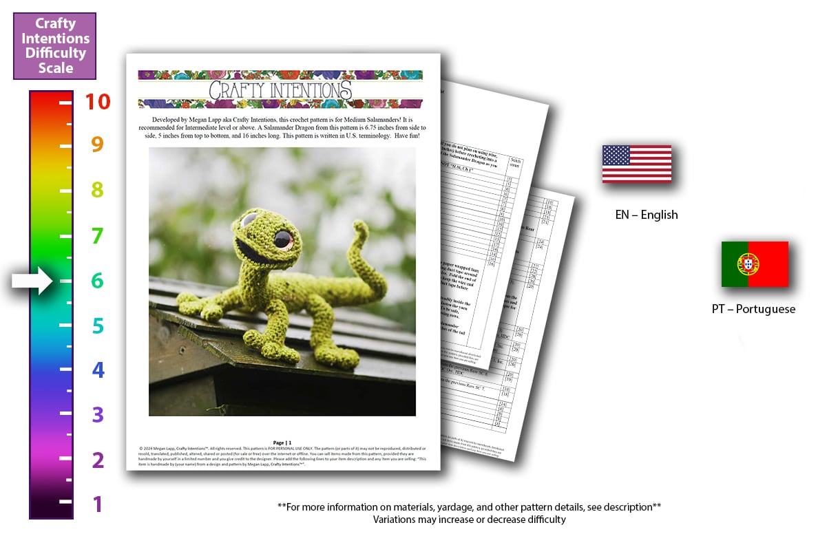Medium Fantasy Salamanders Set 2 Crochet Pattern by Crafty