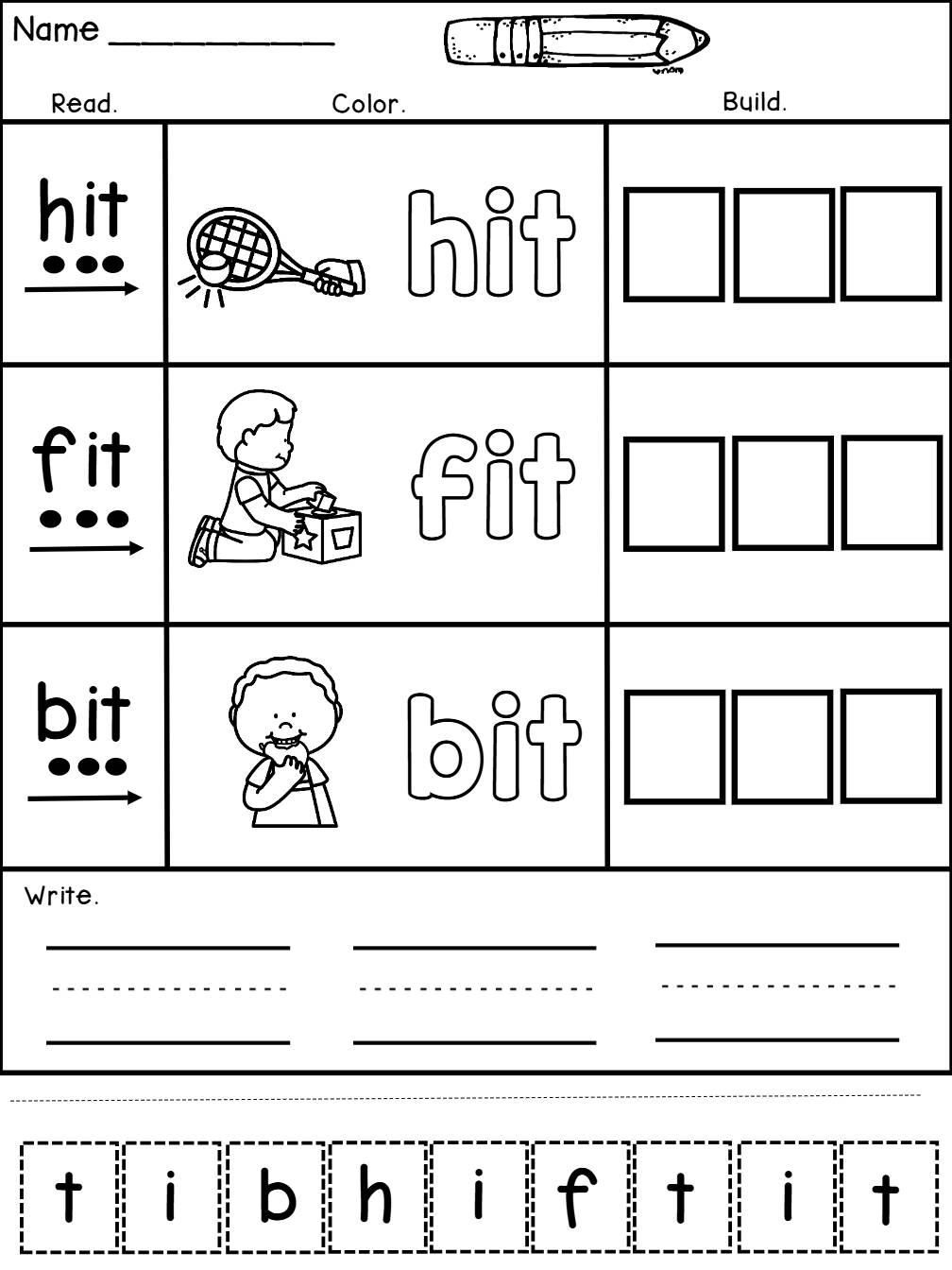 Science of Reading CVC Words Worksheets Cut & Paste Word Work