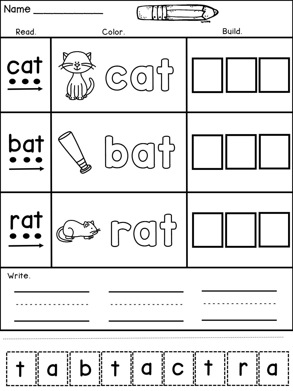 Science of Reading CVC Words Worksheets Cut & Paste Word Work