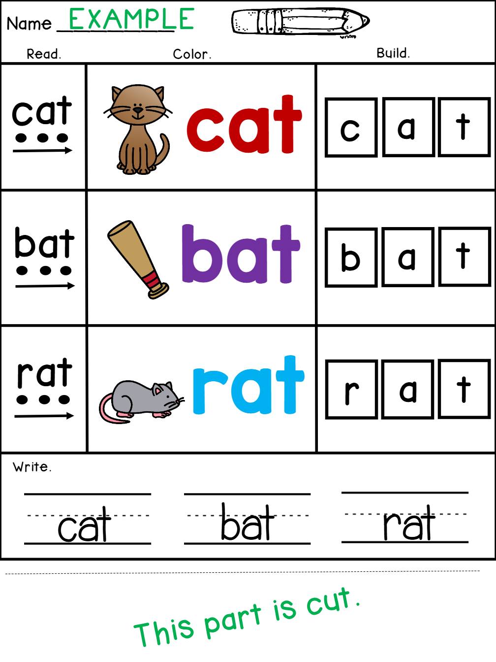 Science of Reading CVC Words Worksheets Cut & Paste Word Work
