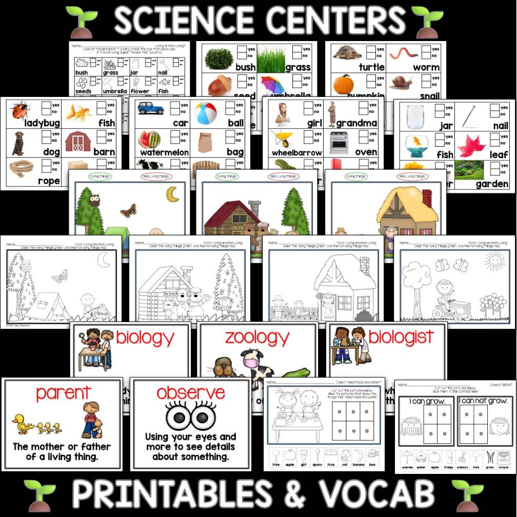 Living and Nonliving Things Living Science Unit  Kindergarten and First Grade
