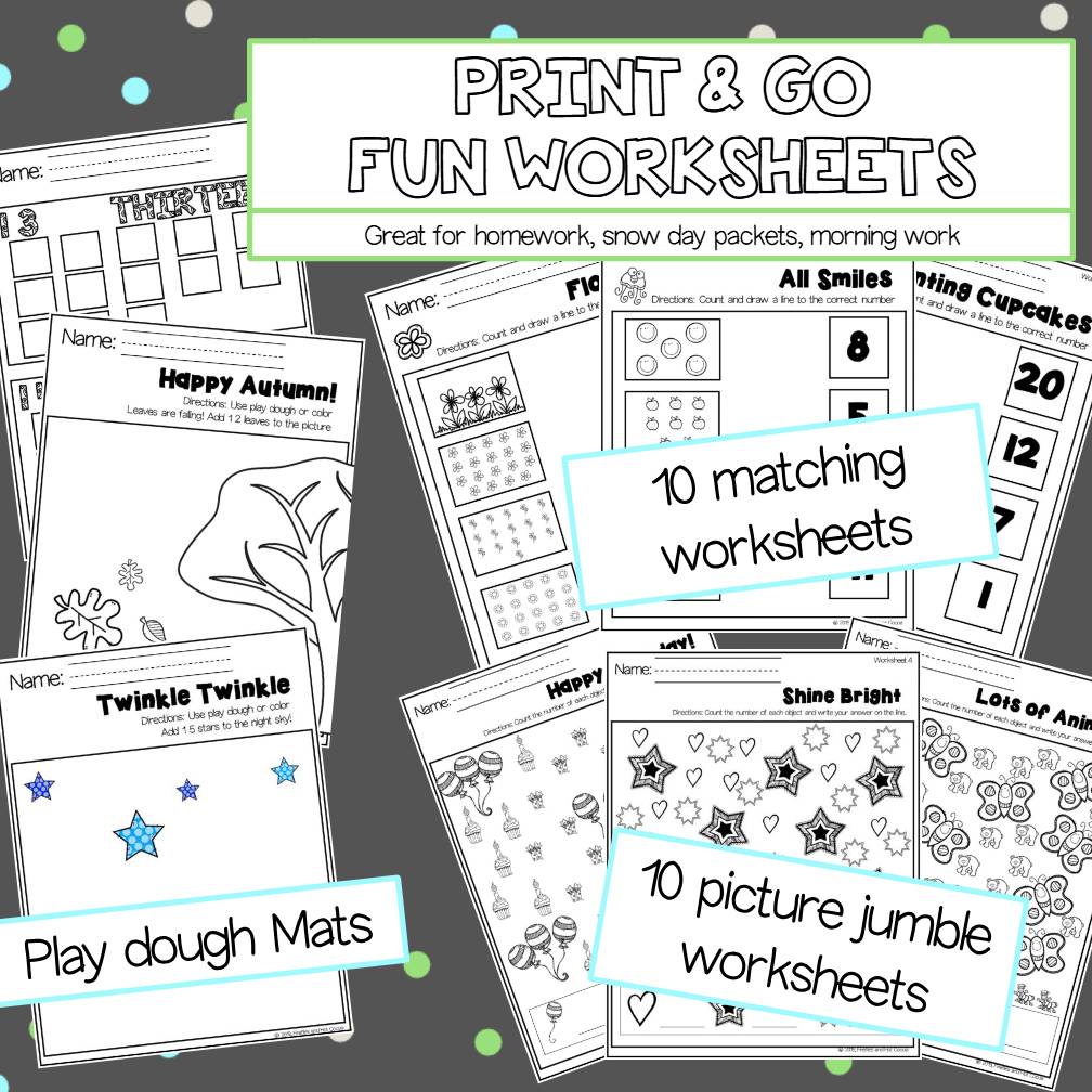 Counting to 20 worksheets