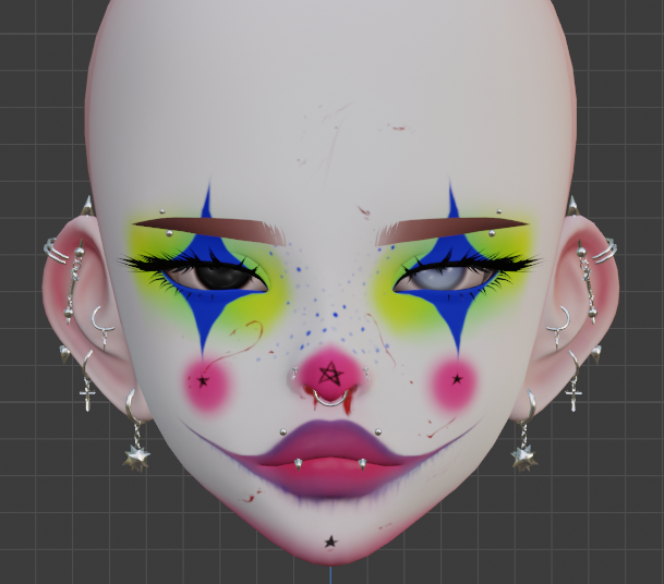 Umeko's "splat clown" head texture