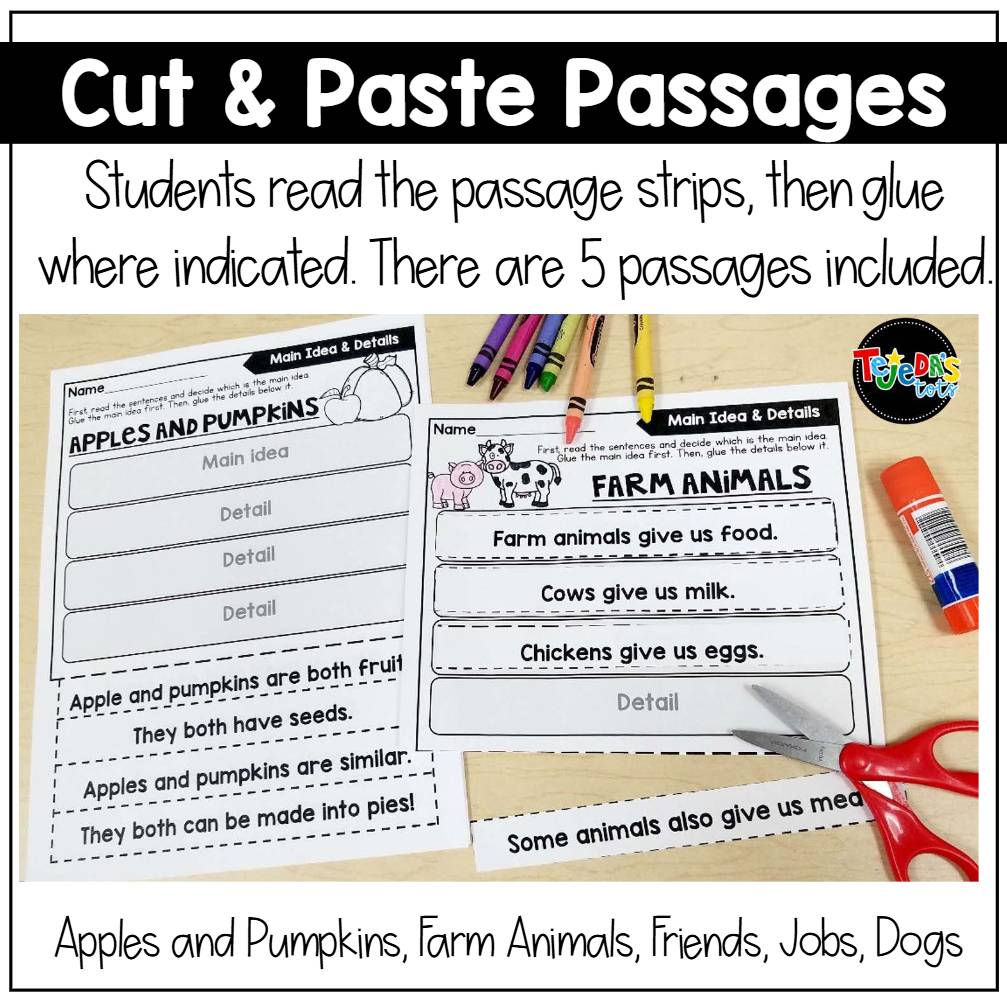 Main Idea and Supporting Details PowerPoint Reading Comprehension Activities