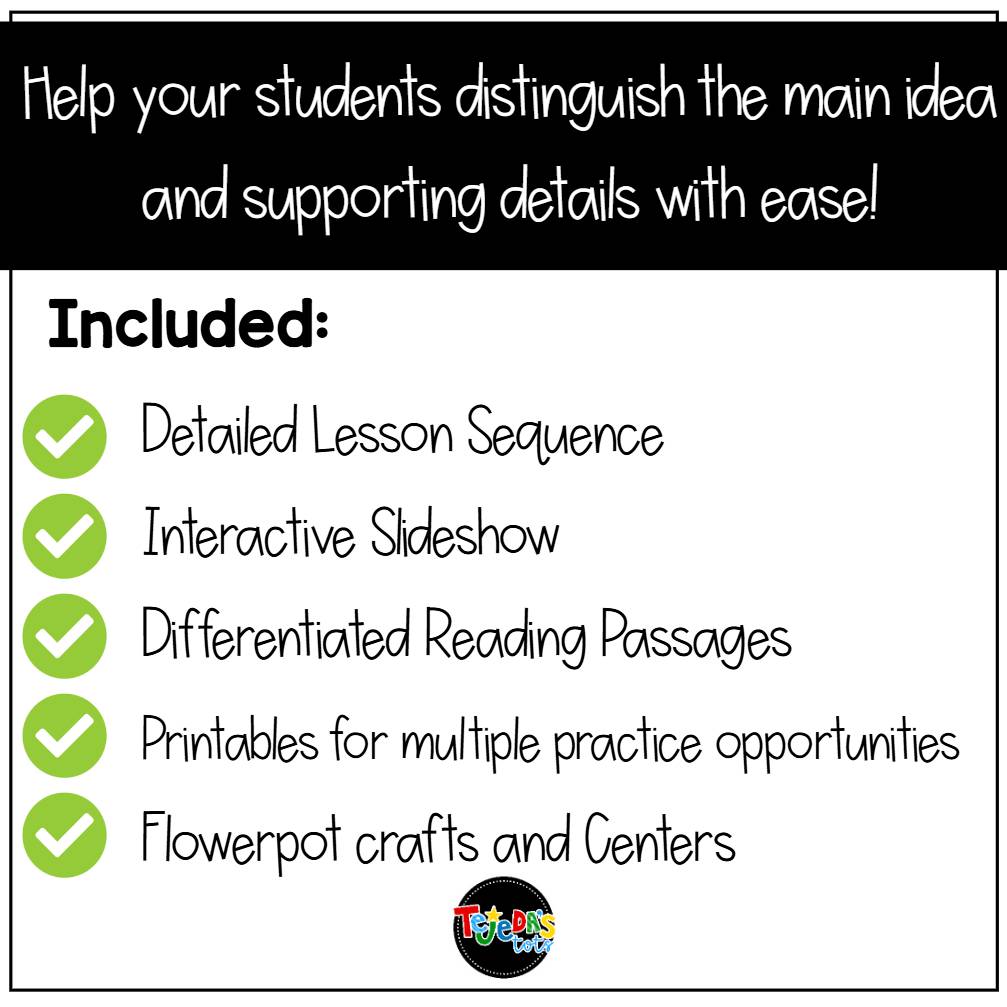 Main Idea and Supporting Details PowerPoint Reading Comprehension Activities