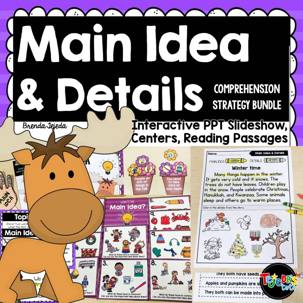 Main Idea and Supporting Details PowerPoint Reading Comprehension Activities