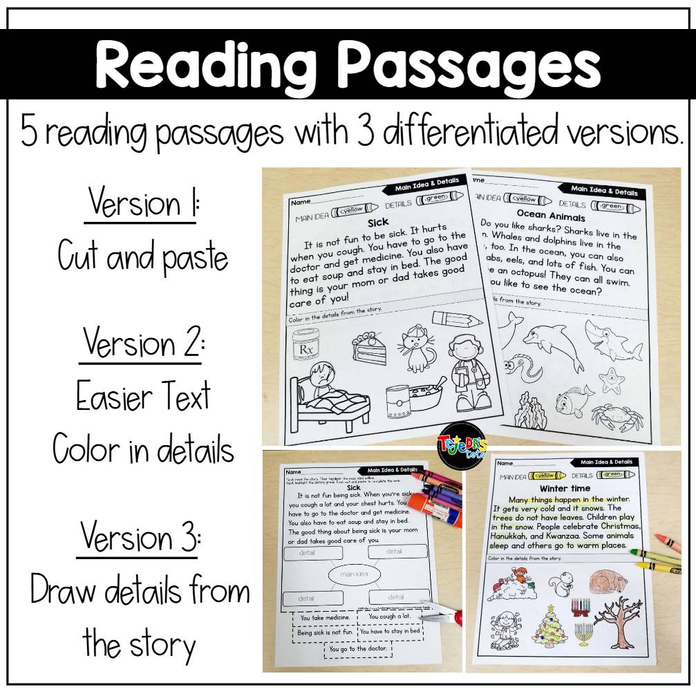 Main Idea and Supporting Details PowerPoint Reading Comprehension Activities
