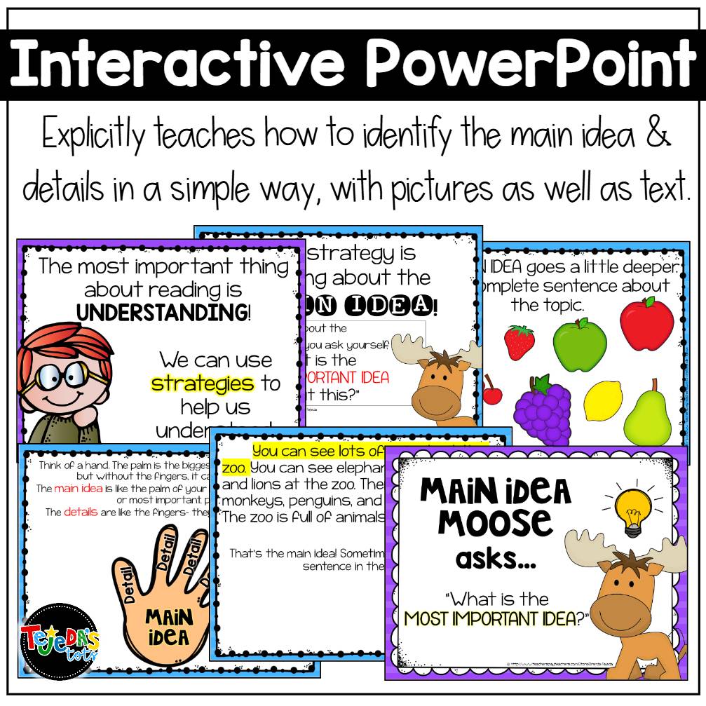 Main Idea and Supporting Details PowerPoint Reading Comprehension Activities