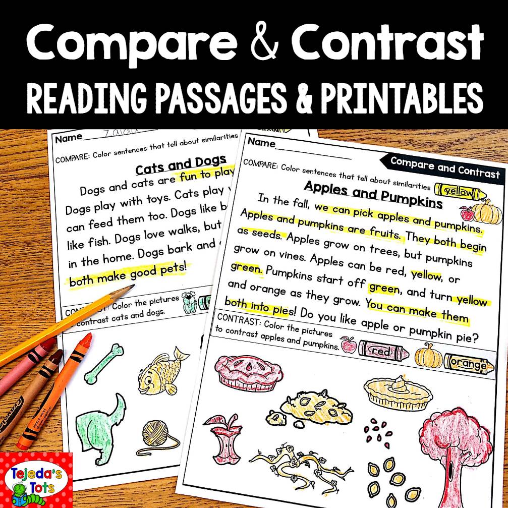 Compare and Contrast Reading Comprehension Passages Venn Diagram