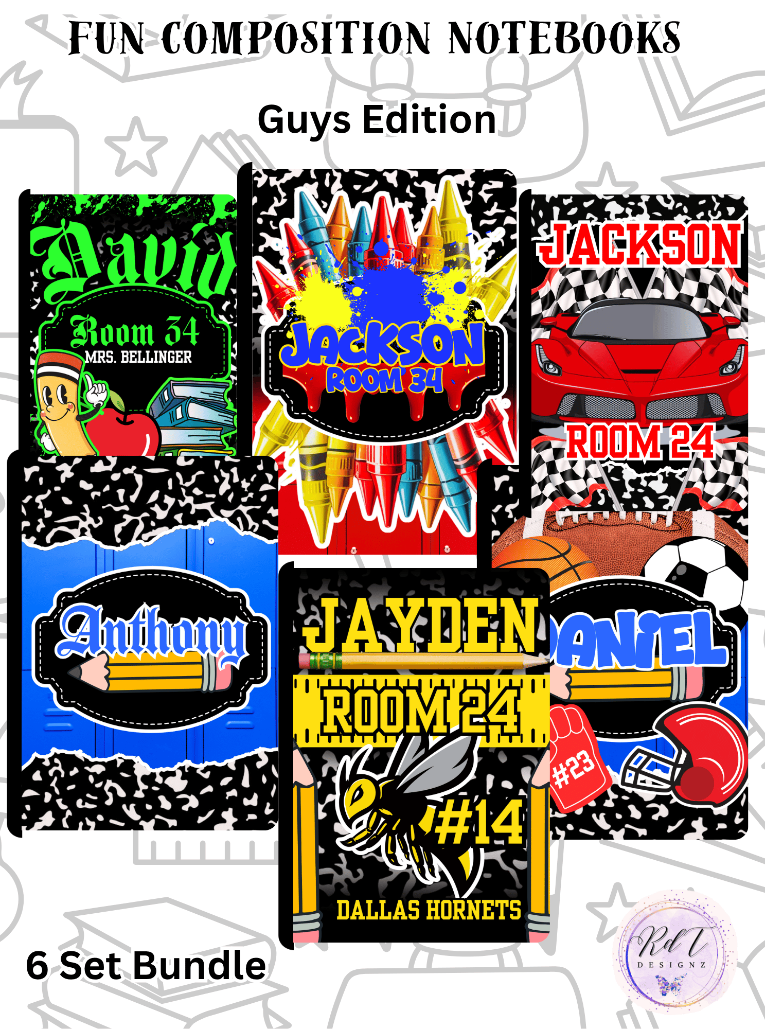 School Composition Notebook Templates - Boys 2 - Payhip
