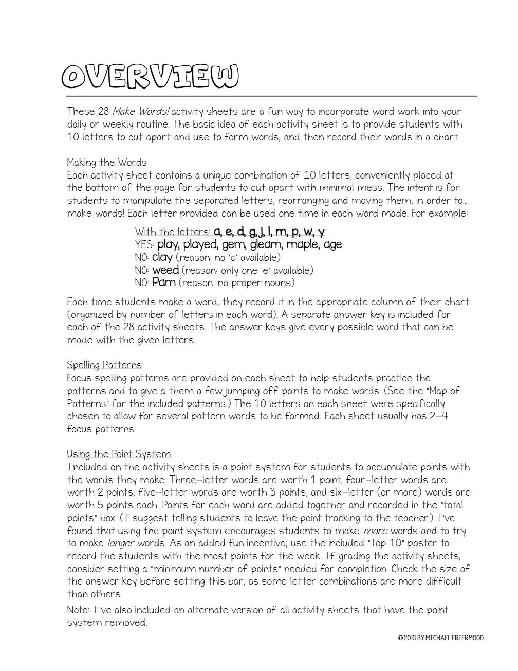 Make Words! Word Work - Word Study Activity