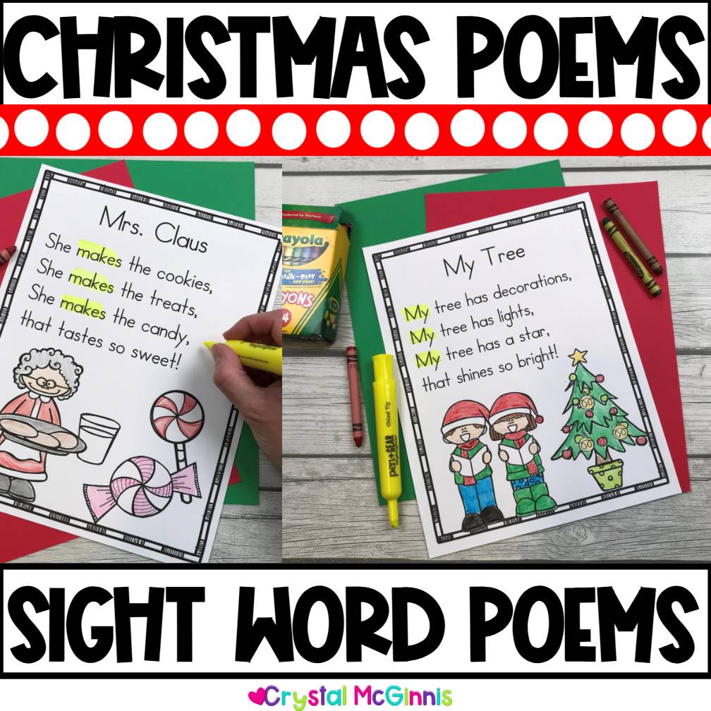 14 Christmas Sight Word Poems - December Poems - Christmas Sight Words Activity