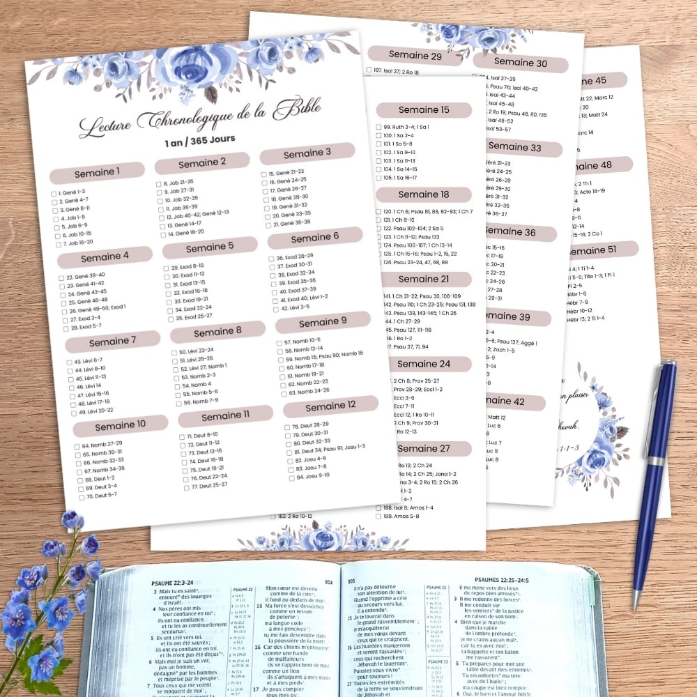 Plan de Lecture Chronologique de la Bible JW sur 1 An / 365 Jours - PDF à imprimer