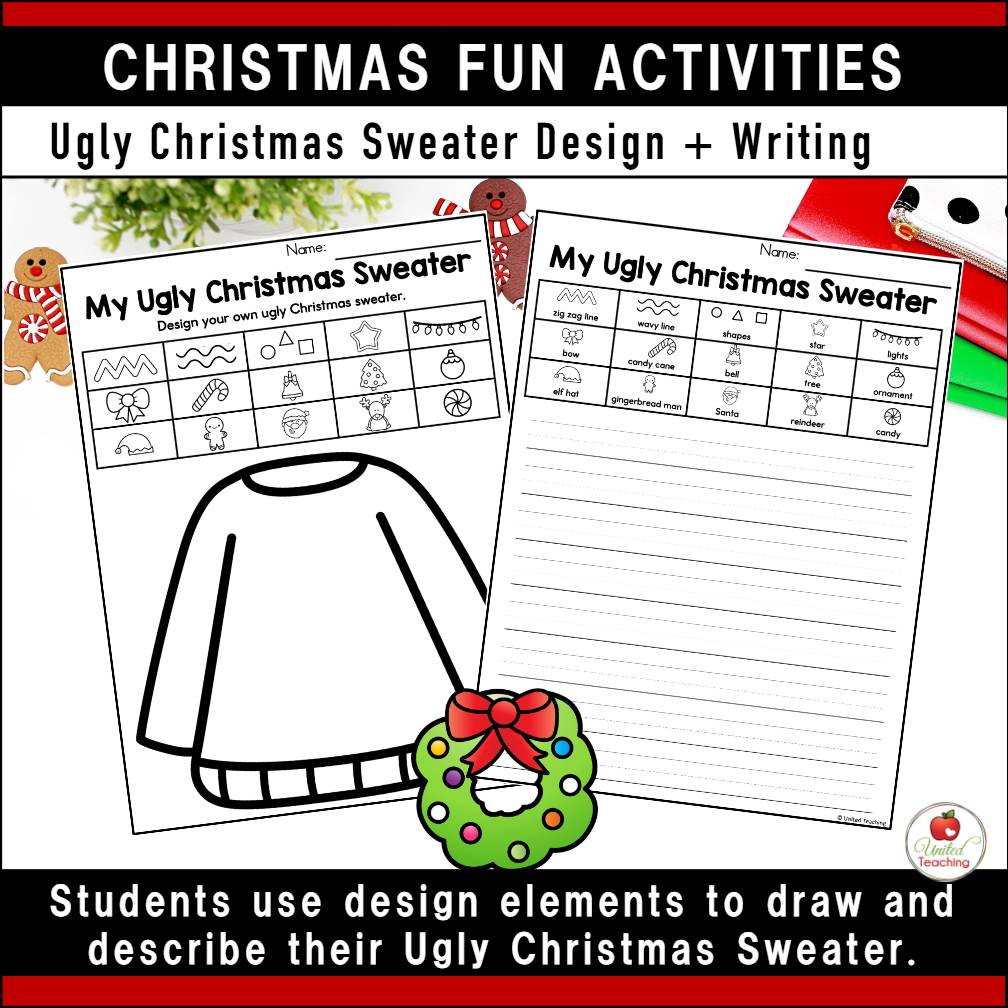 Christmas Activities Christmas Cards Ugly Christmas Sweater Christmas Worksheets