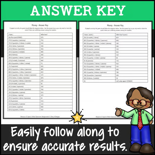 Identifying Counting Coins and Value to One Dollar Money Games 2nd Grade Review