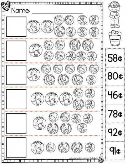 Counting Coins Worksheets
