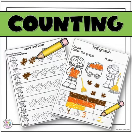 Fall Math No Prep Printables - Numbers 1 to 5