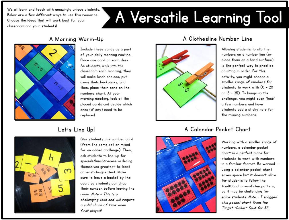 Number Chart Center (0-50): Differentiated Pocket Chart Math Center for Kinder