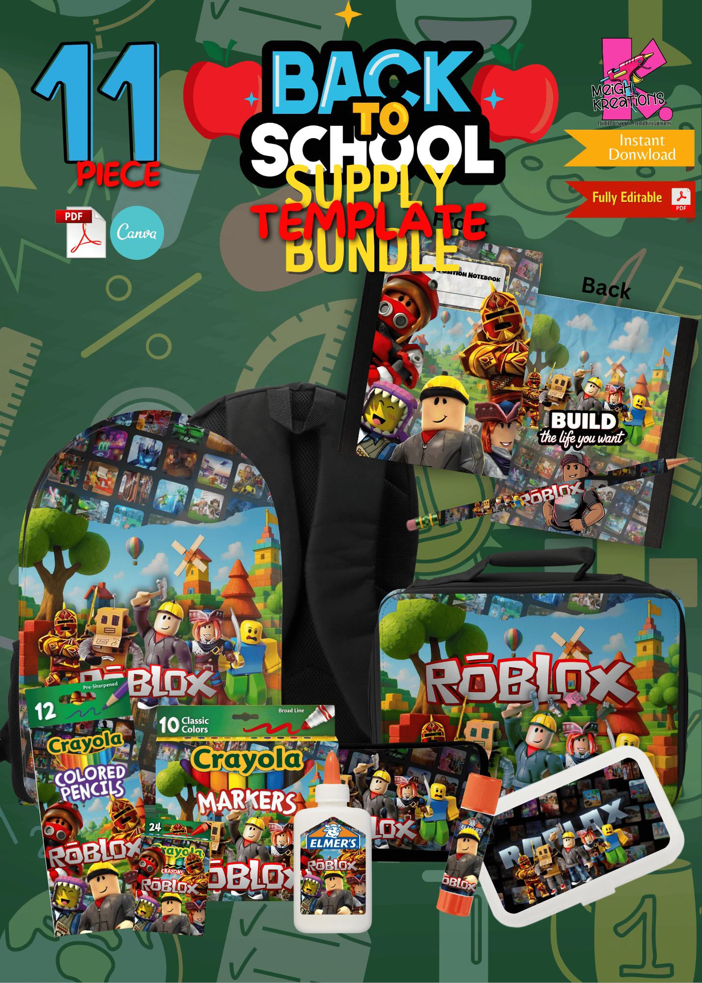 Back to School Themed Supplies Template Bundle - Payhip