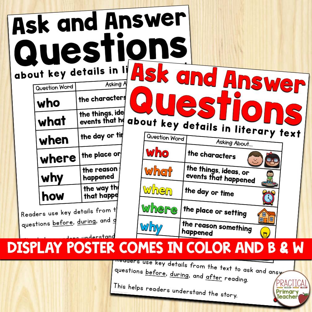 RL.1.1 Ask and Answer Questions Reading Passages First Grade RL1.1 1st Grade