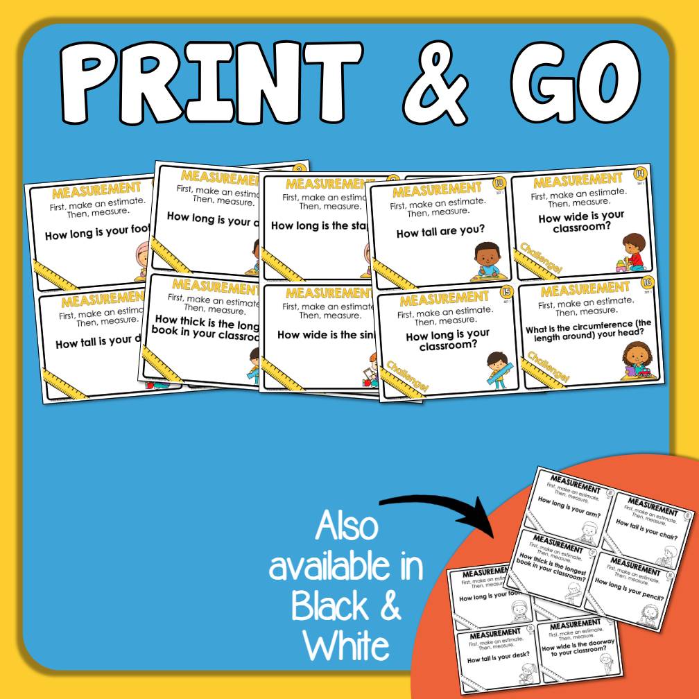 Measure It! Task Cards for Grades 2nd-3rd - Fun Interactive Measuring Challenges