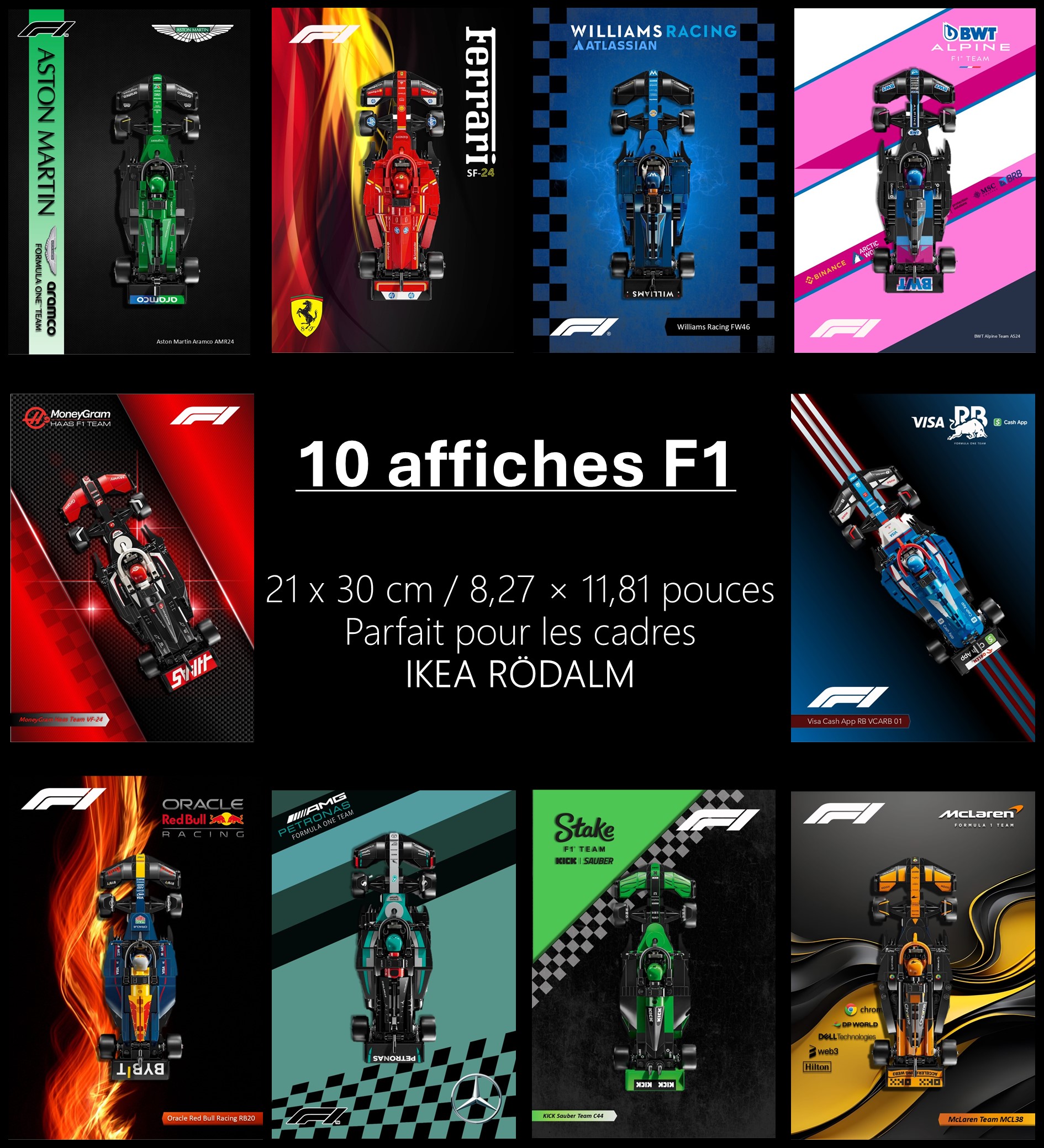 LEGO F1 Poster Pack – 10 Speed Champions Designs – Formula 1 Team Wall ...