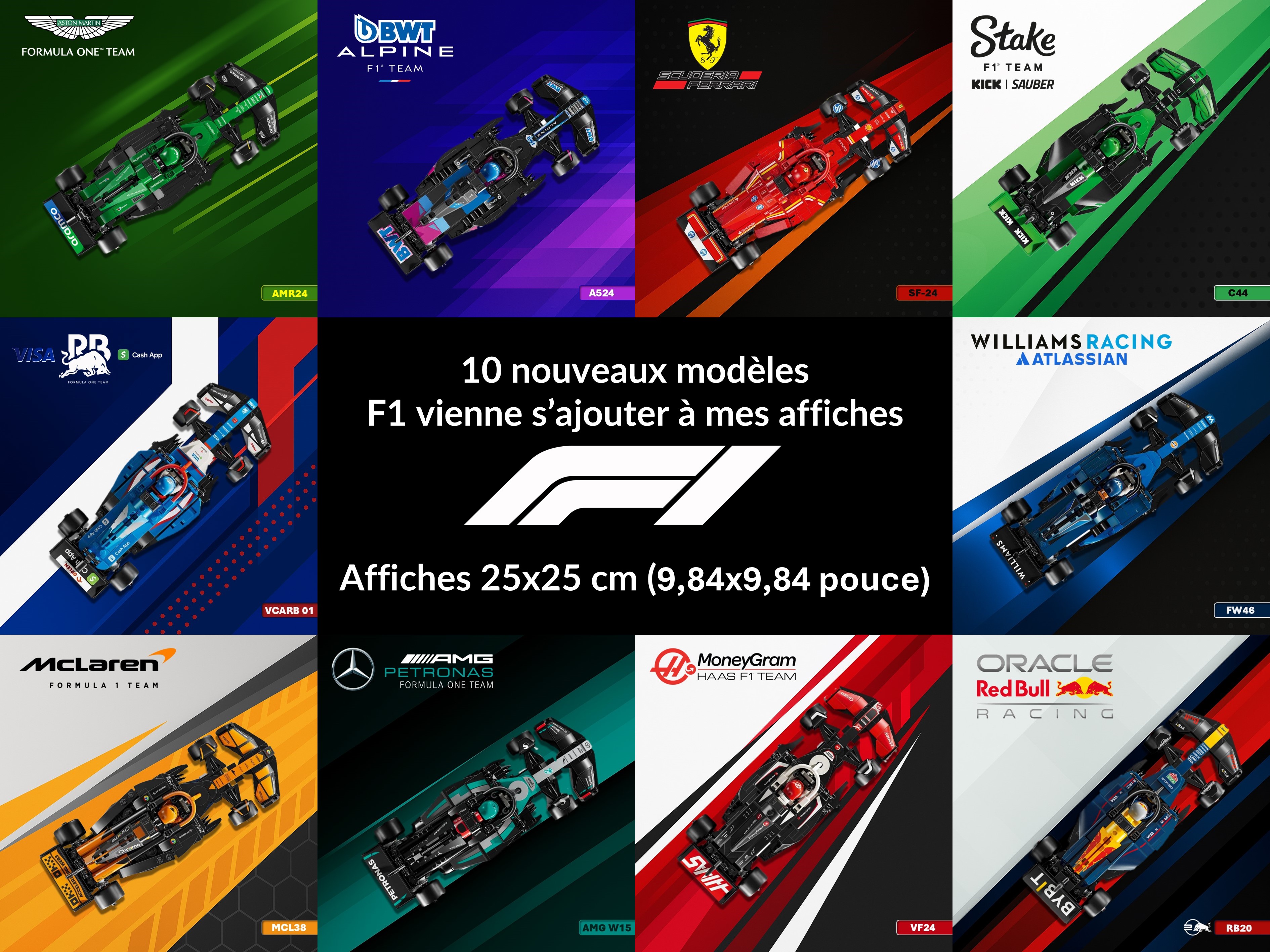 LEGO F1 Poster Pack – 10 Formula 1 Racing Car Wall Art Designs – Speed ...