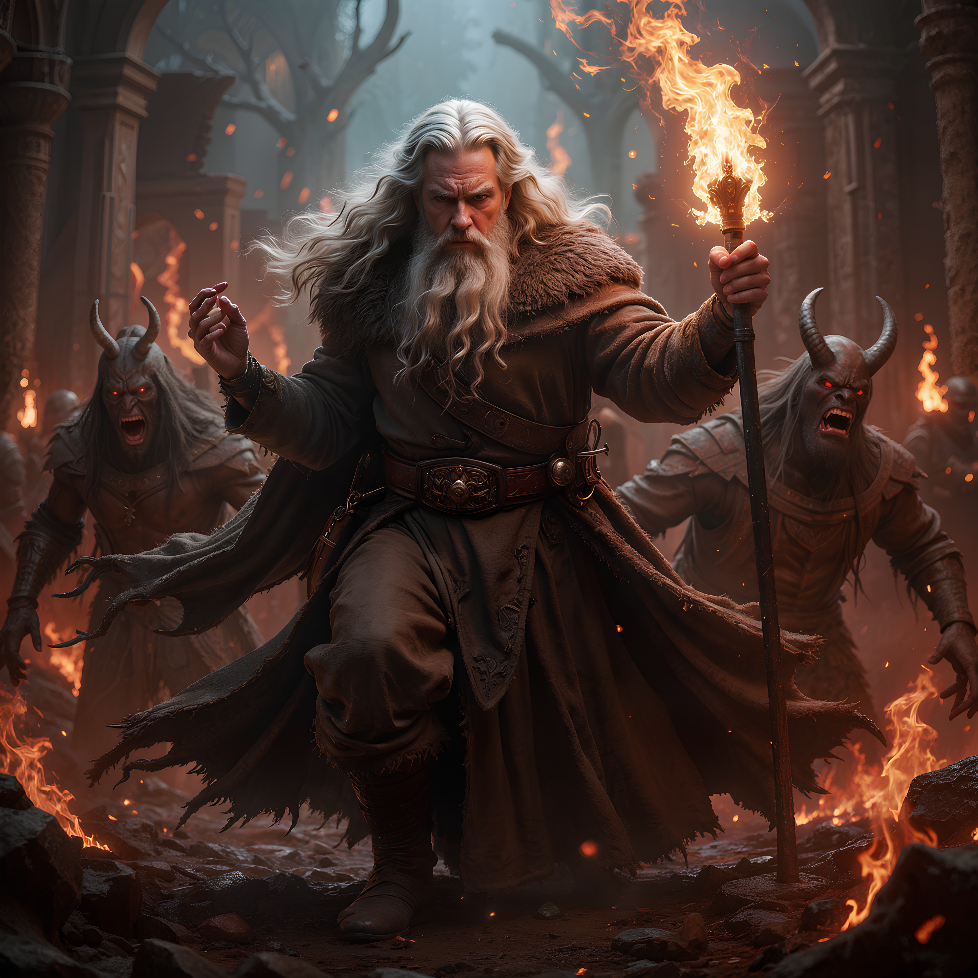 Gandalf engaging upon a horde of hell demon's