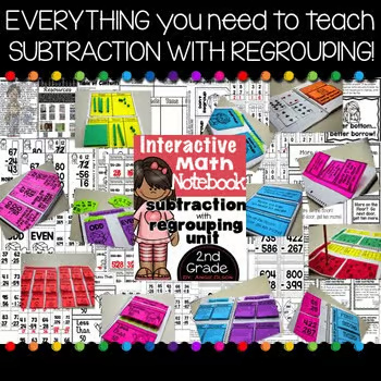 Subtraction with Regrouping Second Grade Math Notebook