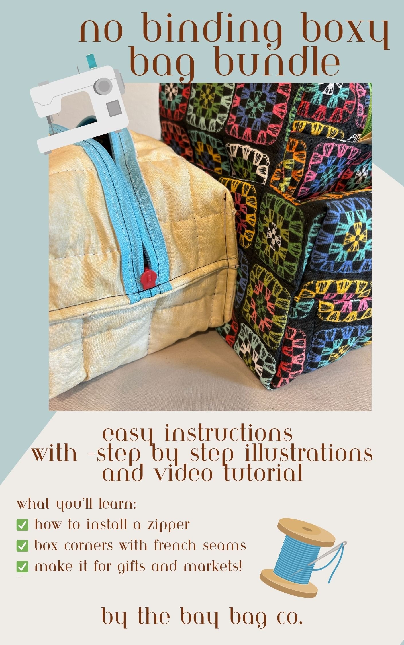 No Binding! Boxy Bag Bundle- French Seams- Beginner Friendly Sewing ...