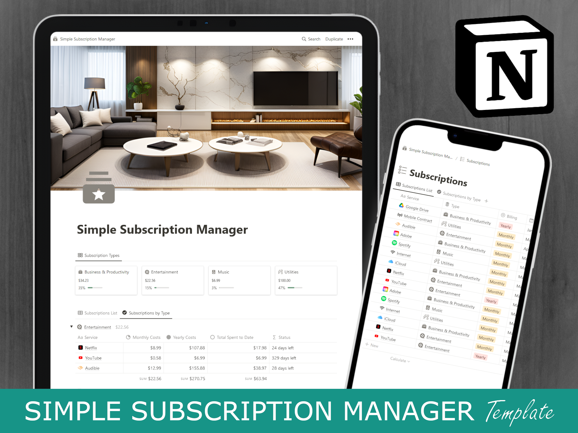 Simple Subscription Sample Notion Subscription Manager Template - Efficient Subscription Tracking ...