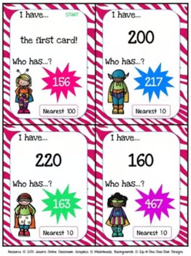 Place Value and Rounding Numbers I Have Who Has Game Center Practice Review