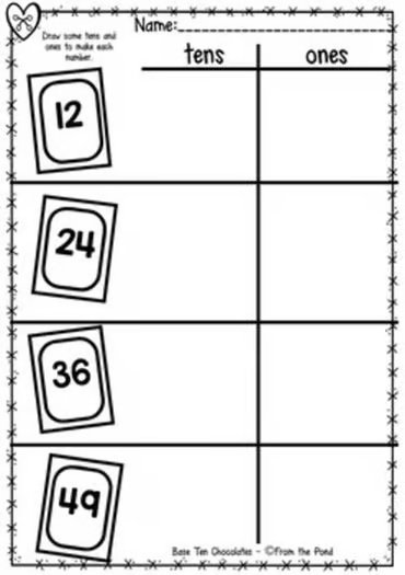 Valentine's Day Place Value Activity | Base Ten Block Matching Game