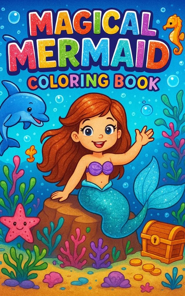 Coloring Book for Kids : Magical Mermaid for Girls Ages 6-12