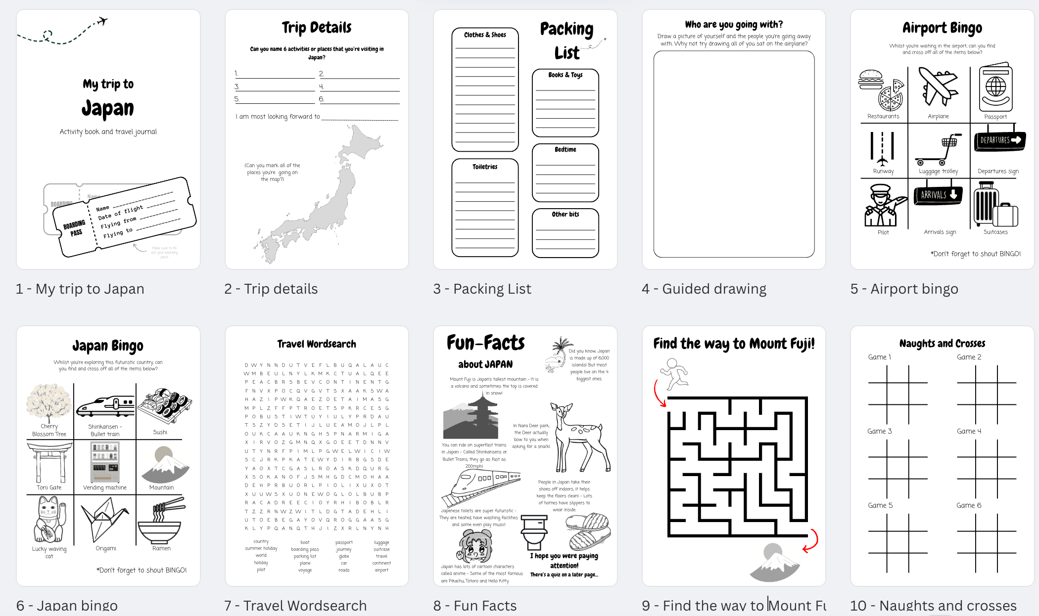 My Trip to Japan: 20 Activity Pages and Travel Journal for Children ...