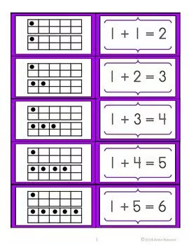 Ten Frame Addition Matching Cards